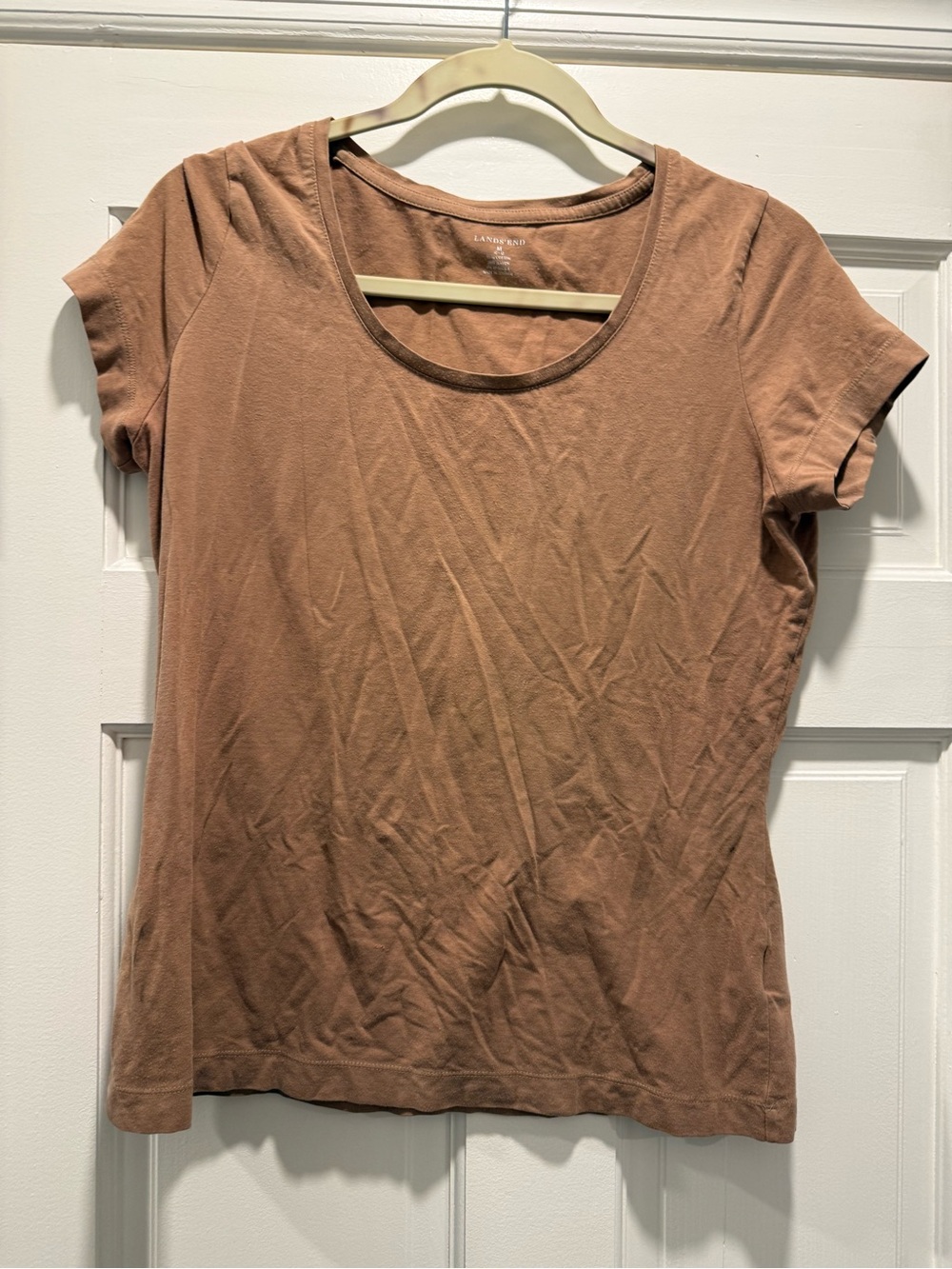 LANDS' END Women's Short-Sleeve Scoop Neck Tee - Dusty Rose size Medium